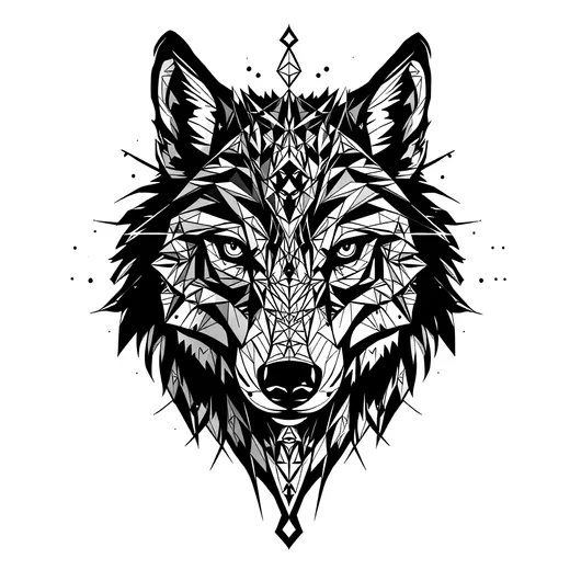 Geometric Wolf tattoo design